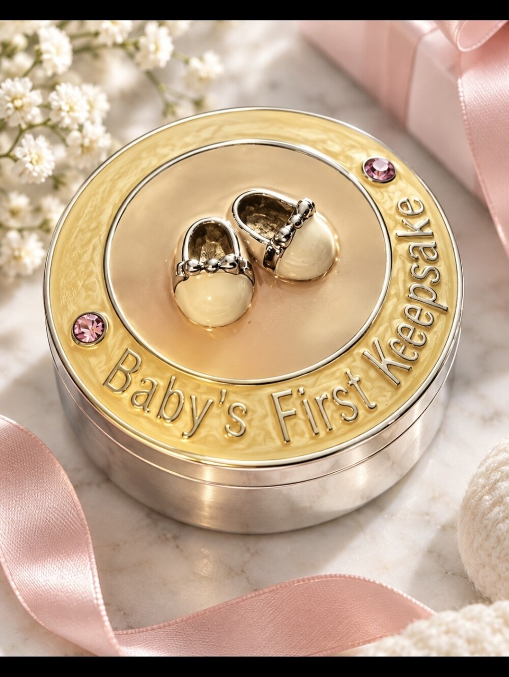 Baby's First Keepsake Silver Plated Trinket  Box